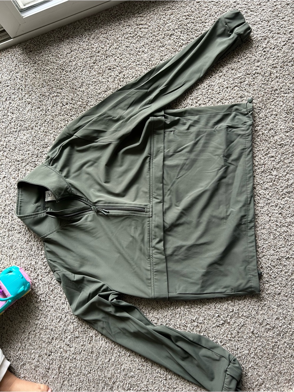 Men's Olive Green Quarter-Zip Pullover Jacket